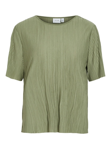 Modisches Satin Blusen Shirt Kurzarm Gl�nzendes Plissiertes Oberteil 