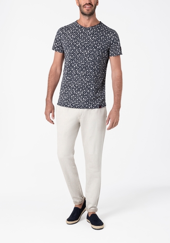 Chino Stoff Hose Leinen Denim Jogger Pants mit Tunnelzug 