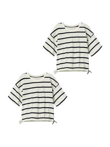 Shirt 2er-Pack Baumwolle Rundhals verk�rzt Schleifen 