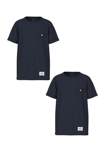 T-Shirt 2er-Set Kurzarm Rundhals Knopf-Detail 