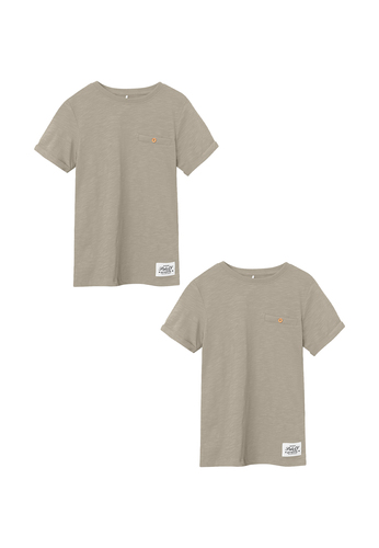 T-Shirt 2er-Set Kurzarm Rundhals Knopf-Detail 