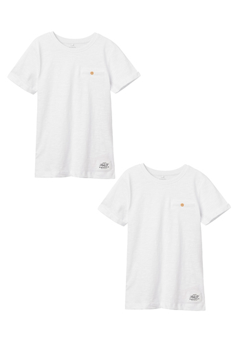 T-Shirt 2er-Set Kurzarm Rundhals Knopf-Detail 