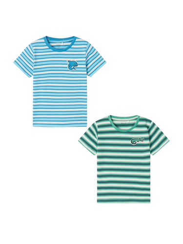 T-Shirt 2er-Set Print Design Rundhals Kurzarm 