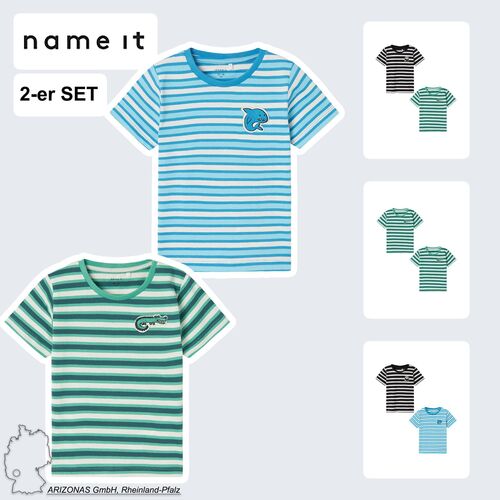 T-Shirt 2er-Set Print Design Rundhals Kurzarm