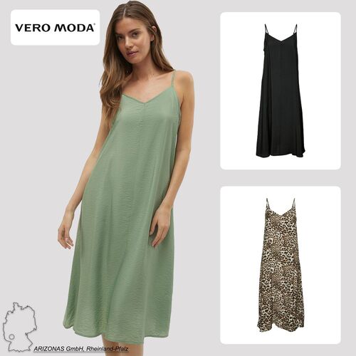 Leichtes Spaghettitr�ger Kleid mit Seidenoptik Midi Dress 