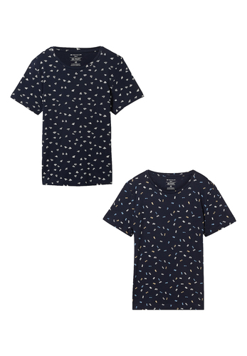 Tom Tailor Shirt 2er-Set Rundhals Kurzarm T-Shirt mit Print 