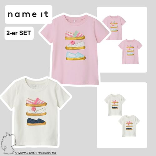 T-Shirt 2er-Set Print Design Kurzarm Kinder Oberteil