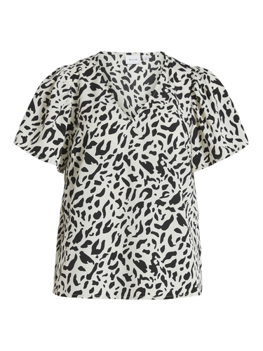 Lockeres Blusen Shirt mit Volant Schultern Modisches Kurzarm Top V-Neck 
