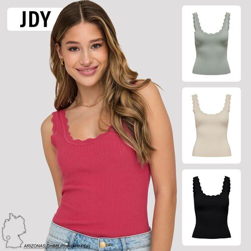 Gerippter Tanktop mit U-Ausschnitt und Muschelsaum