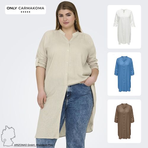 Leinen Blusenkleid Plus Size Basic Long Shirt Dress