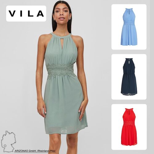 Legeres Abend Dress Kleid mit Neckholder mit Unterkleid Stickerei Design