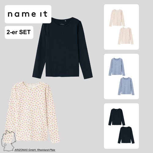 Shirt 2er-Set Langarm Slim Fit Kinder Oberteil