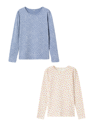 Shirt 2er-Set Langarm Slim Fit Kinder Oberteil 