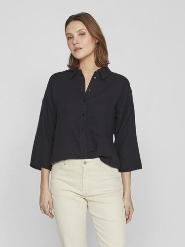 Crepe Hemdbluse mit weiten �rmeln