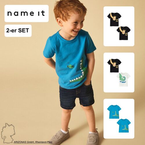 T-Shirt 2er-Set stylisches Kurzarm Rundhals Kinder Oberteil