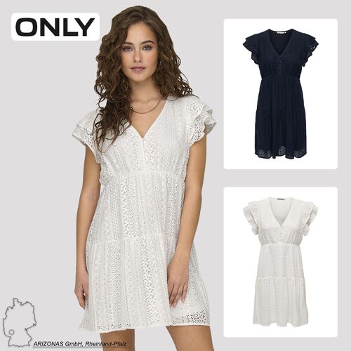 Kurzes Kleid, Knielang, V-Ausschnitt, Spitzen-Detail