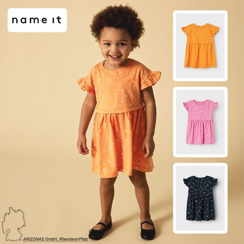 Kleid Kurzes Rundhals Baumwolle Dress