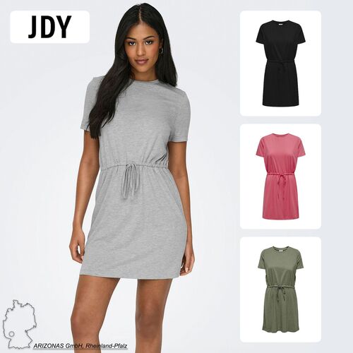 Locker Leichtes Sommer Kleid mit Bindeband Stoff Shirtkleid