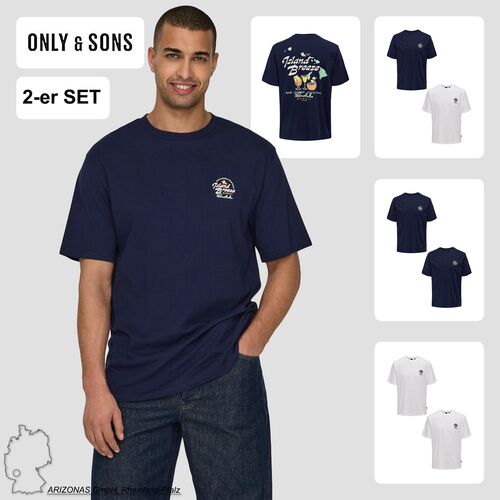 T-Shirt 2er-Set Kurzarm Rundhals Basic Baumwolle Shirt