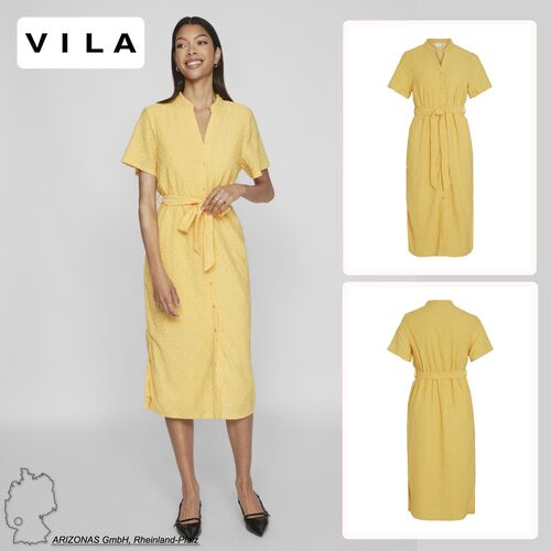 Kleid Kurze �rmel Gekn�pfte Vorderseite Tailleng�rtel