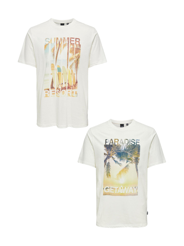 T-Shirt 2er-Set Rundhals Kurzarm 