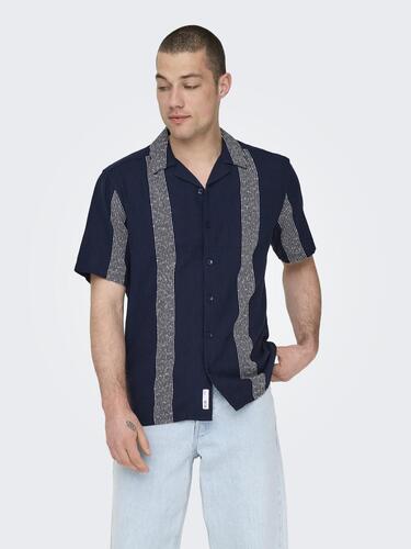 Hemd Kurzarm Resort-Kragen Knopfleiste lockeres Oberteil 