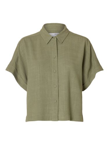 Bluse elegant Knopfleiste Hemdkragen Kurzarm 