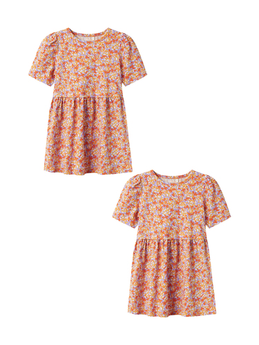 Kleid 2er-Set Midi Dress Kurzam Rundhals 