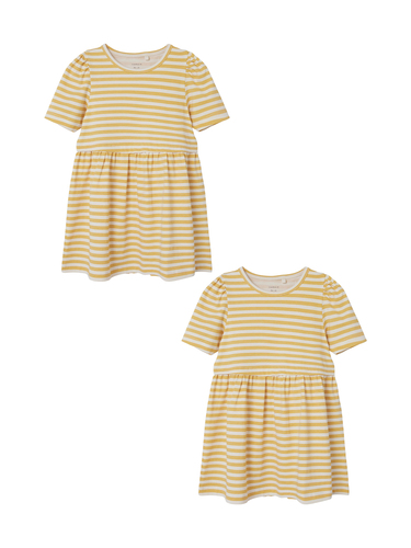 Kleid 2er-Set Midi Dress Kurzam Rundhals 