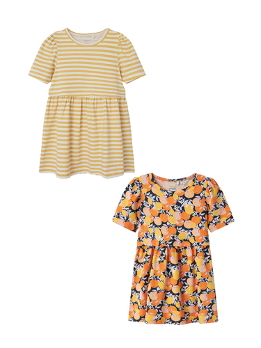 Kleid 2er-Set Midi Dress Kurzam Rundhals 