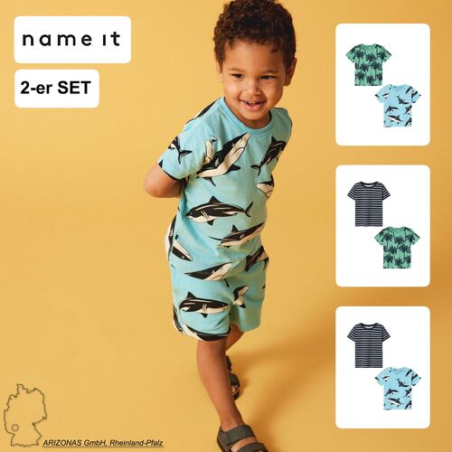 T-Shirt 2er-Set Kurzarm Normal geschnitten Rundhals