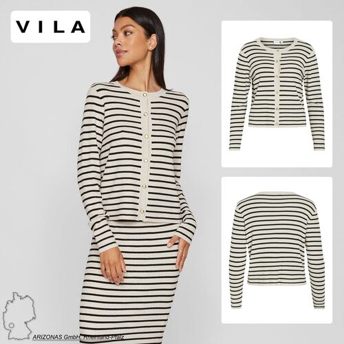 Strickjacke Langarm Rundhals Knopfleiste