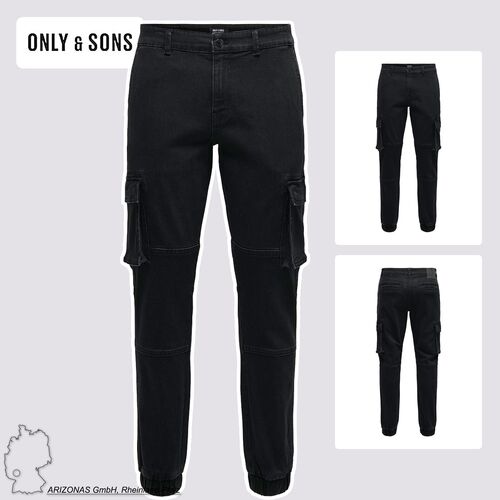 Jeans Tapered Fit mit Cargotaschen Freizeitjeans