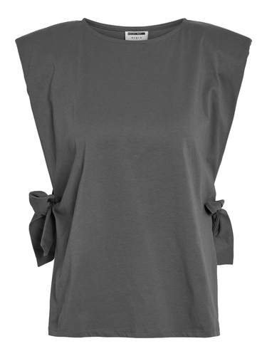 Top �rmellos Box Fit Rundhals Knoten-Detail 