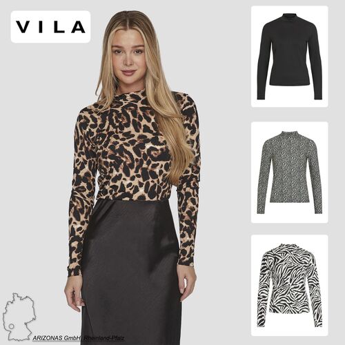 Langarmshirt Hochgeschlossen Rundhals