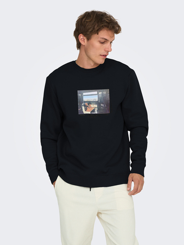 Sweatshirt mit Print Rundhals langarmig l�ssig 