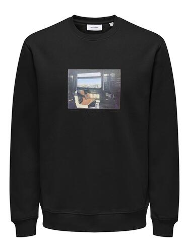 Sweatshirt mit Print Rundhals langarmig l�ssig 
