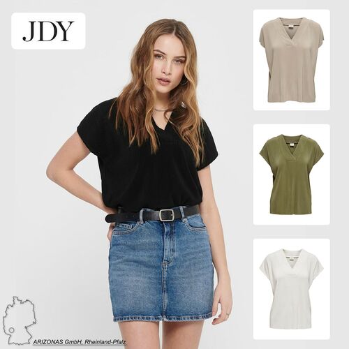 Bluse Regular Fit V-Ausschnitt Kurzarm Basic