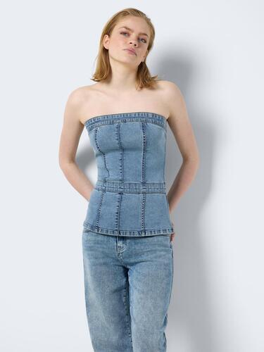 Top schulterfrei Slim Fit �rmellos Denim 