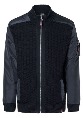 Strick-Bomberjacke 3D-Schachbrettmuster Turtleneck 