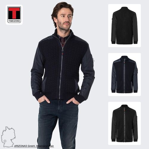 Strick-Bomberjacke 3D-Schachbrettmuster Turtleneck