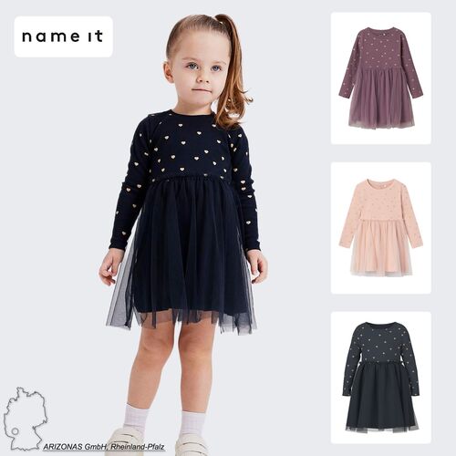 Kleid Regular Fit T�ll-Detail Langarm knielang