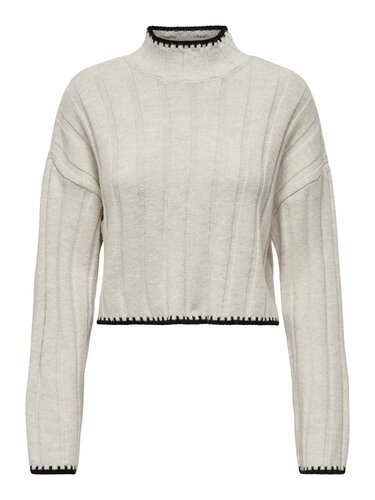 Strickpullover gerippt Langarm kurz tiefe Schultern 