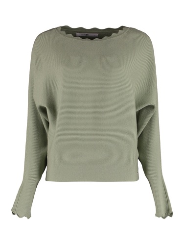 Pullover Langarm Locker Geripptes Design 