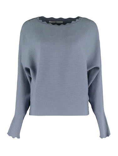 Pullover Langarm Locker Geripptes Design 