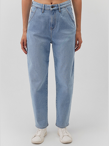 Jeans High-Rise Pleated Baggy Dunkle Waschung 
