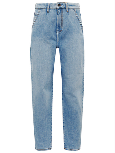 Jeans High-Rise Pleated Baggy Dunkle Waschung 