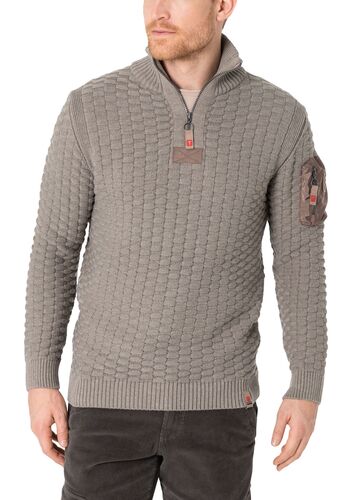 Strickpullover 3D-Schachbrettmuster �rmeltasche 