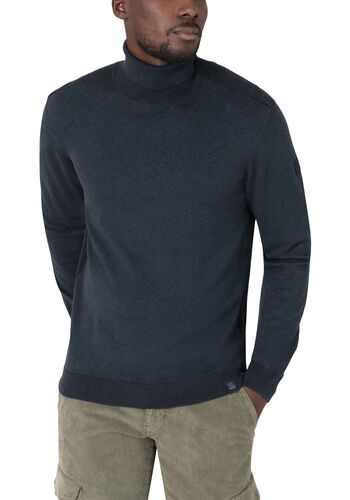 Rollkragenpullover Rippstrick Ellenbogen-Patch 