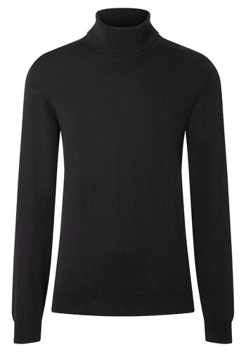 Rollkragenpullover Rippstrick Ellenbogen-Patch 